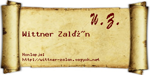 Wittner Zalán névjegykártya