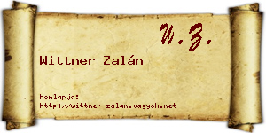 Wittner Zalán névjegykártya